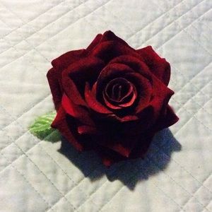 2 Burgundy velvet Rose hair clip